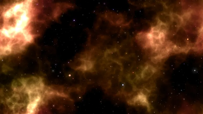 A copper and amber nebula burning slowly in deep space, the one thing a person already knows and has agreed not to look at