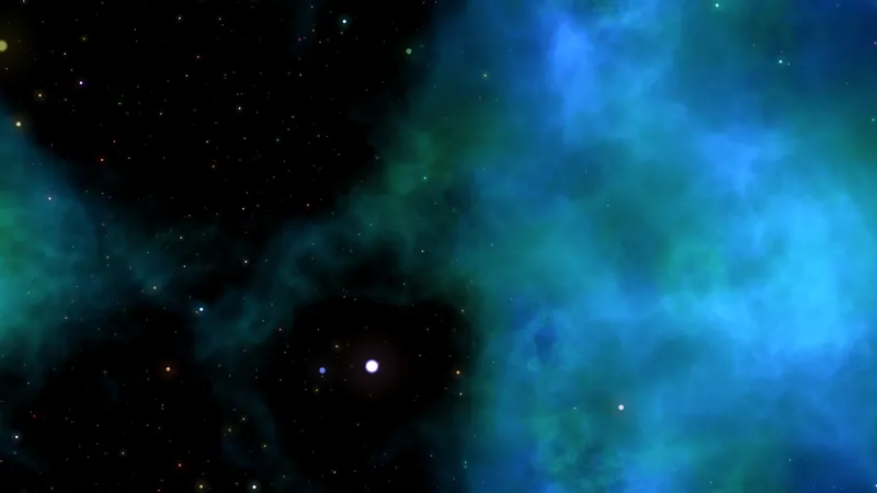 A green and blue nebula fading gradually into surrounding darkness, the two halves of every truth that only ever look like one from where we stand