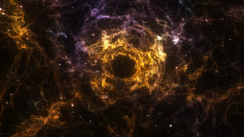A tunnel of pale gold and green light opening deep into space, the difference between looking at something and actually seeing it