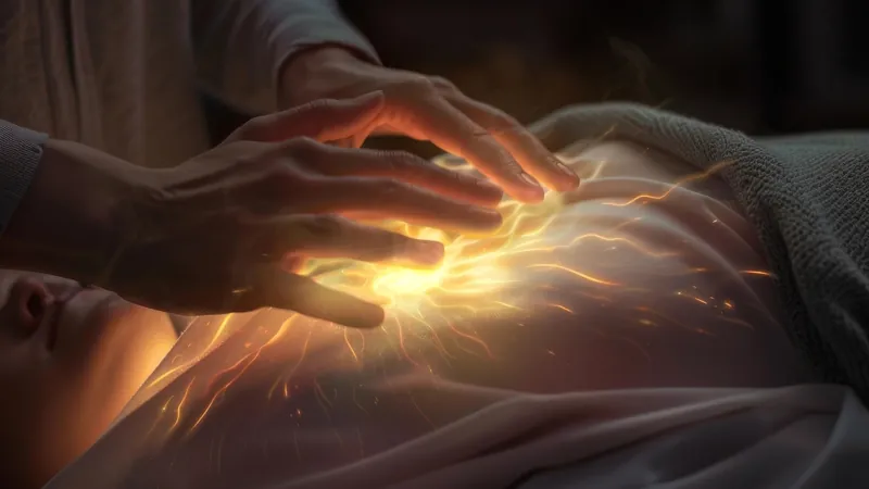 Warm light passing between one pair of hands and another in the dark, what is actually transmitted underneath every act of giving