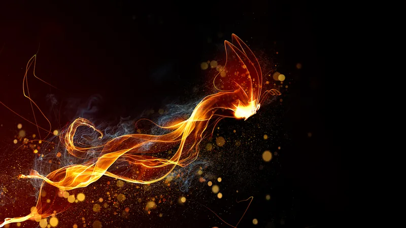 A butterfly formed of sparks and fire rising out of complete darkness, a thought that arrives whole from somewhere the mind cannot locate