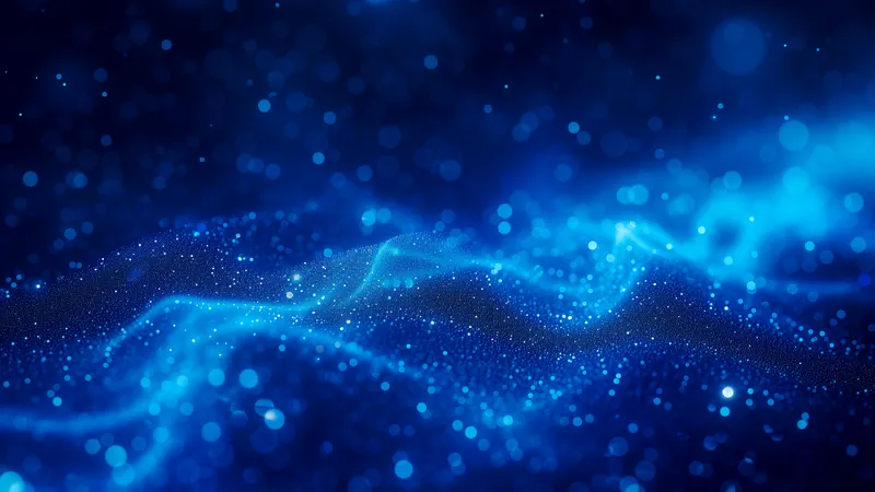 Currents of pale blue light drifting slowly through deep space, attachment beginning quietly in the small word mine